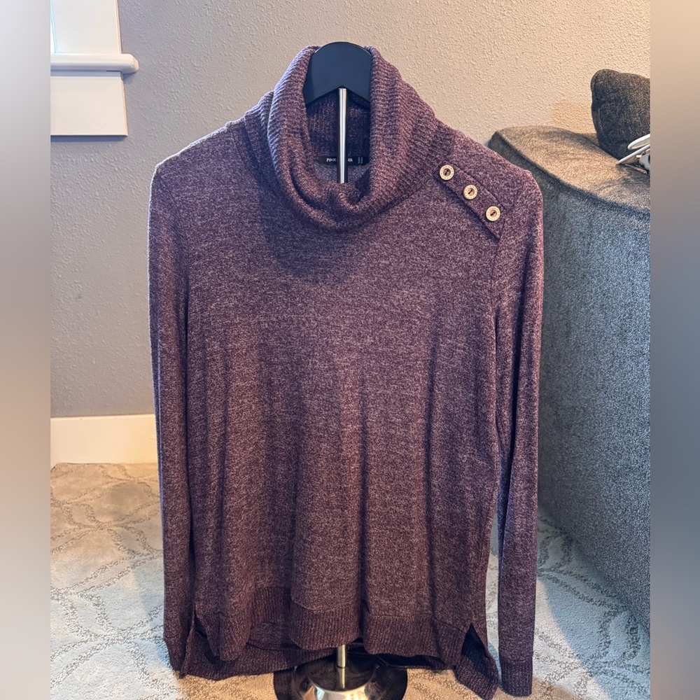 Pink Clover Kalyani Button Shoulder Brushed Knit Top, Purple, Size S